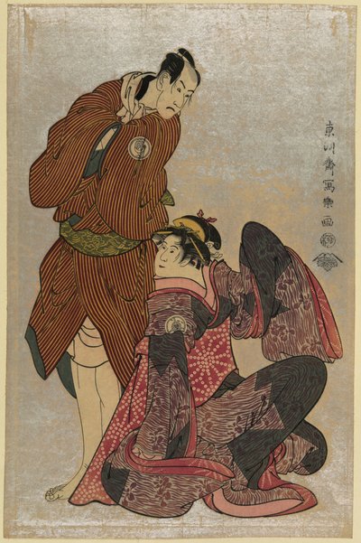 Stampa ukiyo-e di Bando Hikosaburō III nel ruolo di Obi-ya Chōemon e Iwai Hanshirō IV nel ruolo di Shinano-ya Ohan, di Tōshūsai Sharaku, 1794 da Toshusai Sharaku